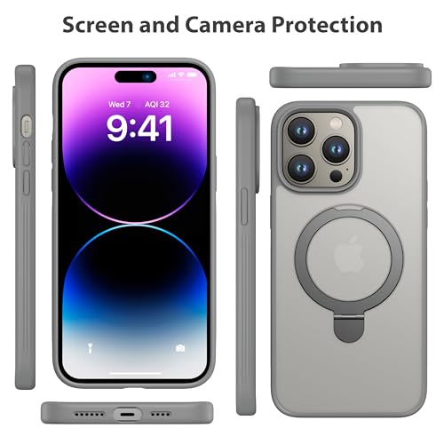 iPhone 13 Pro Max Case, Compatible with MagSafe with Magnetic Ring Stand