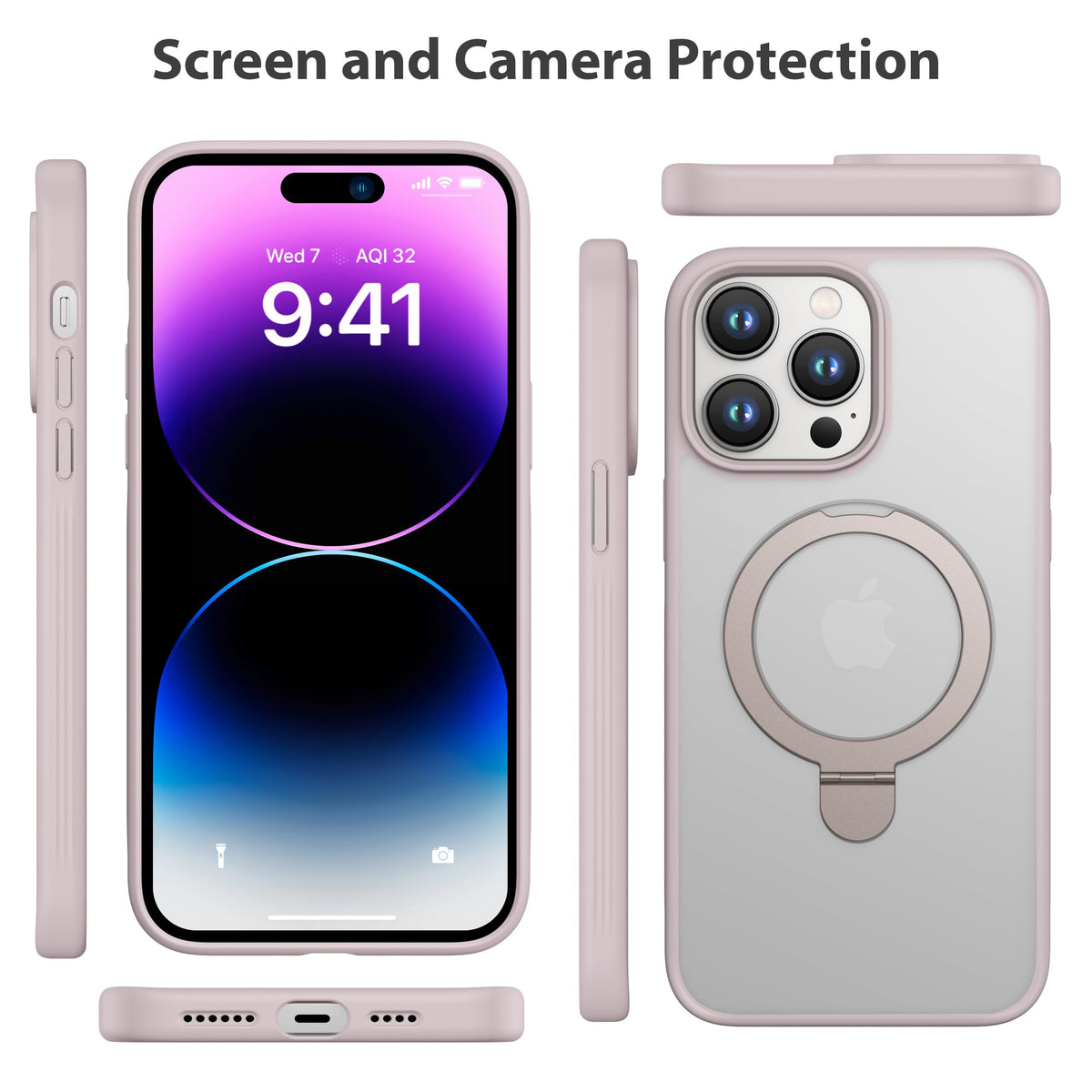iPhone 13 Pro Max Case, Compatible with MagSafe with Magnetic Ring Stand