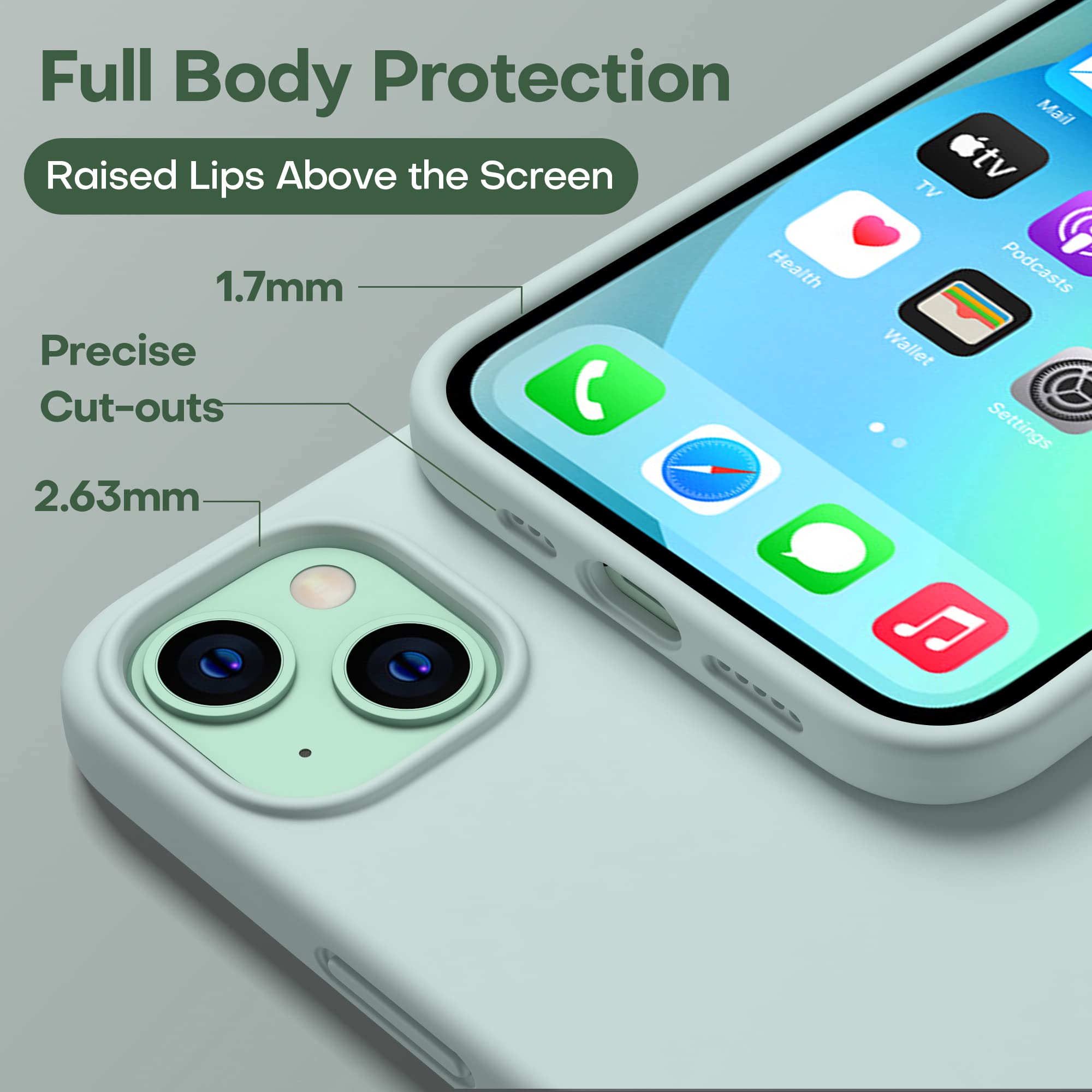 Durable Silicone Case + Glass Screen Protectors Combo Pack for iPhone 13 Mini