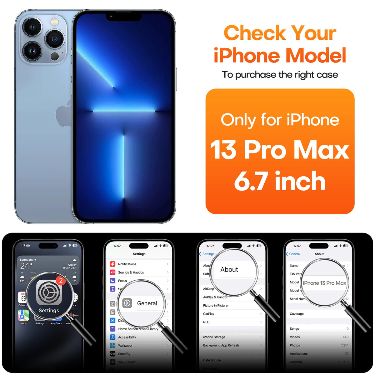 iPhone 13 Pro Max Case, Compatible with MagSafe with Magnetic Ring Stand