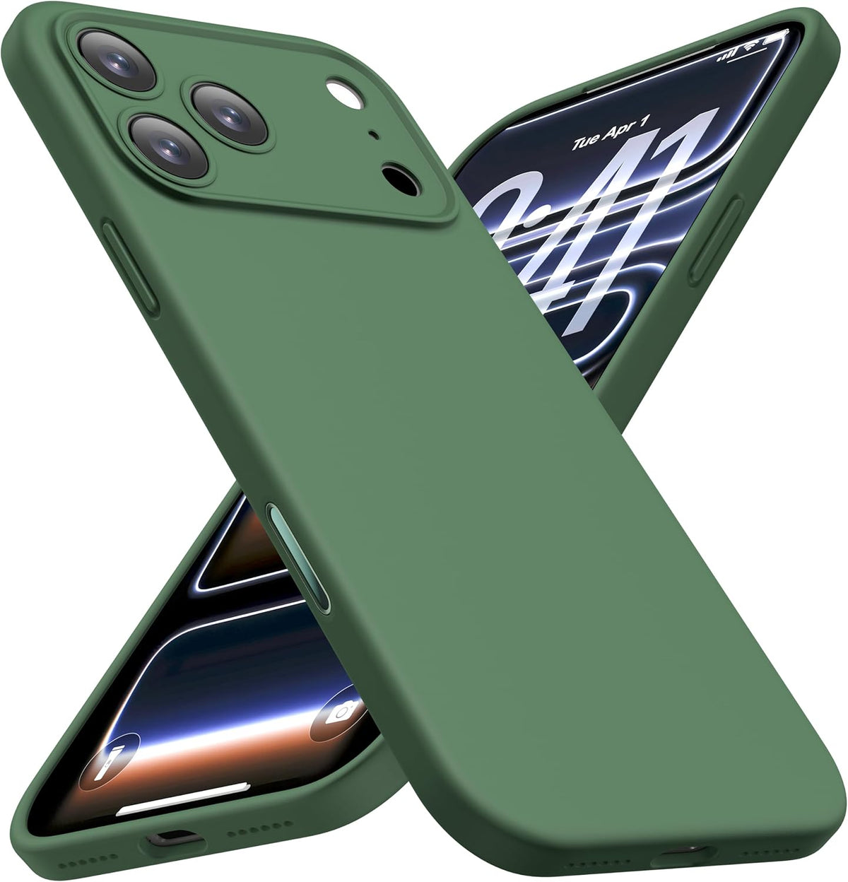 Forest Green CellEver silicone case for iPhone 17 Pro, compatible with MagSafe