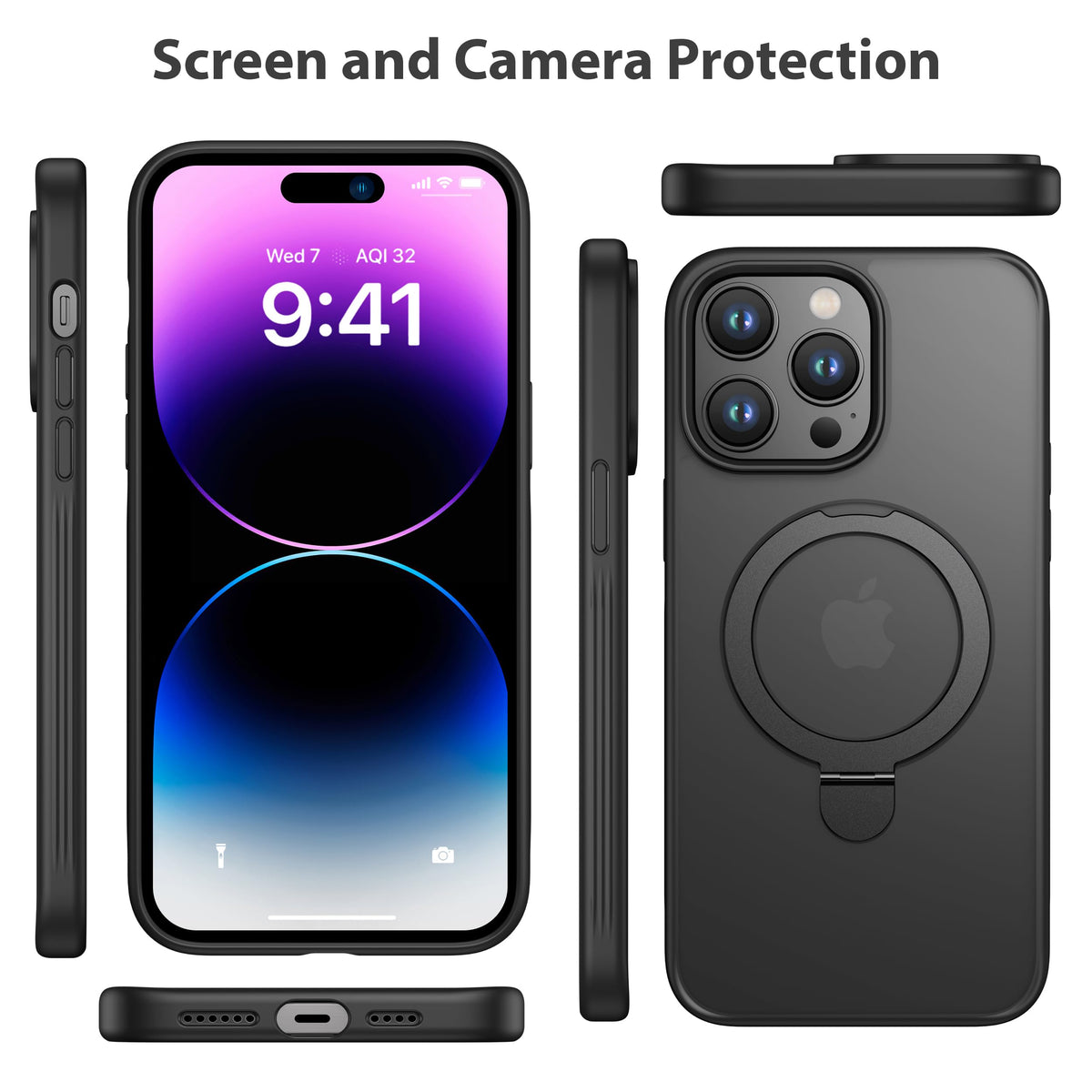 iPhone 13 Pro Max Case, Compatible with MagSafe with Magnetic Ring Stand