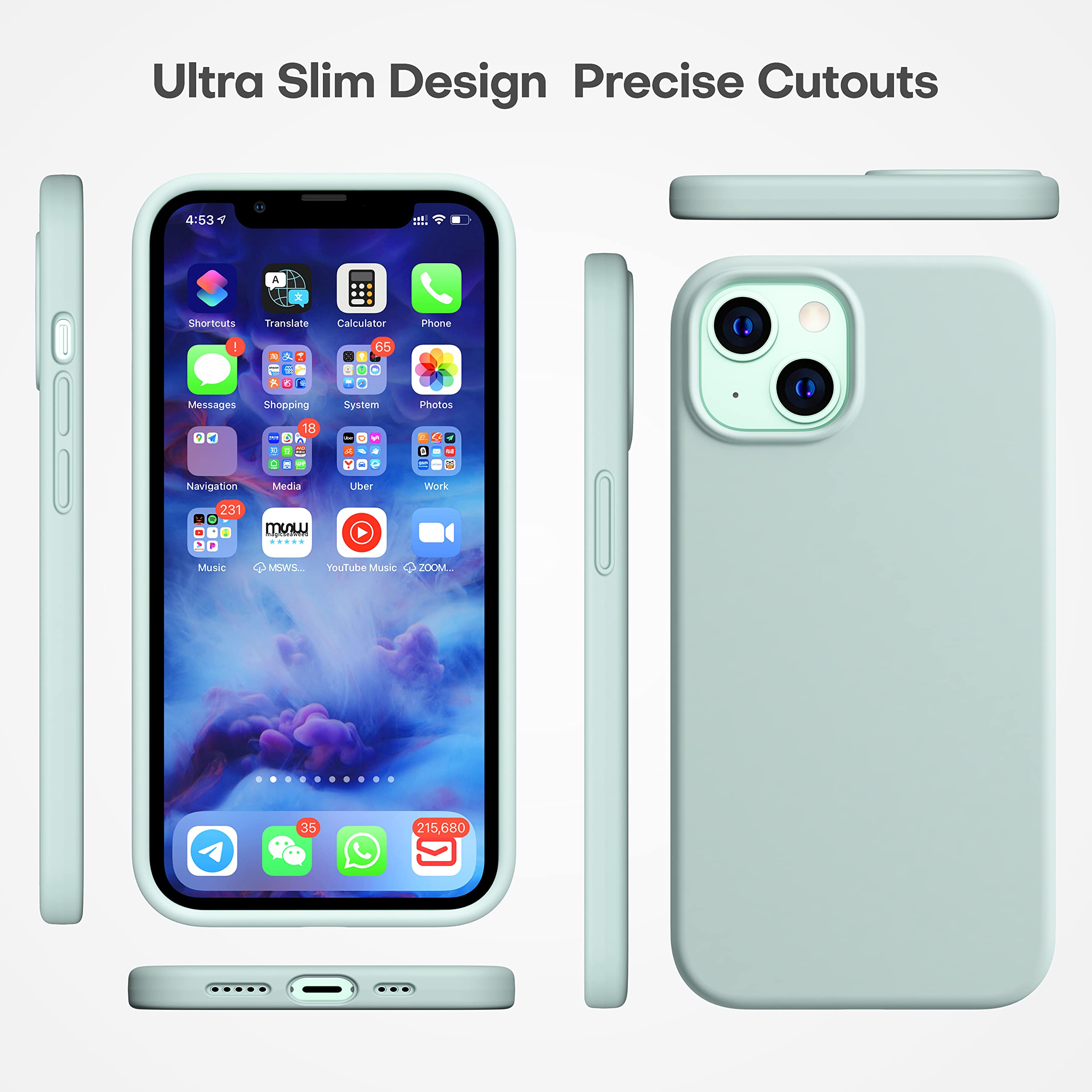 Durable Silicone Case + Glass Screen Protectors Combo Pack for iPhone 13 Mini