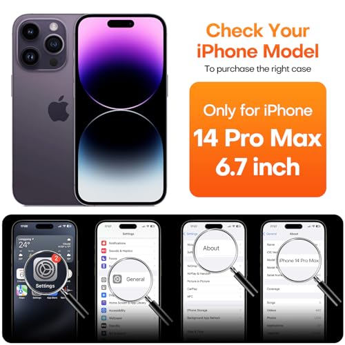 Magnetic Silicone Case for iPhone 14 Pro Max Case with Camera Cover and KickStand