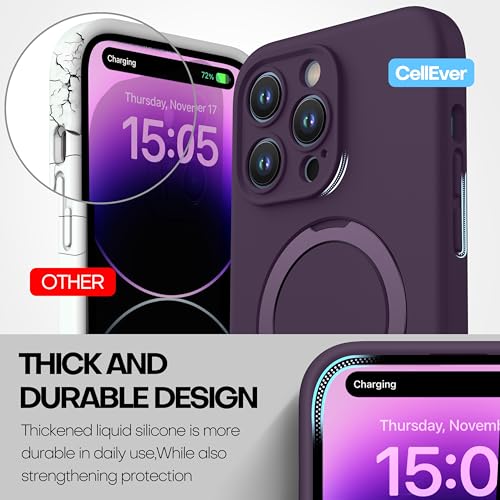 Magnetic Silicone Case for iPhone 14 Pro Max Case with Camera Cover and KickStand